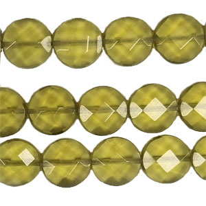 GREEN QUARTZ FACETED DISC 14MM